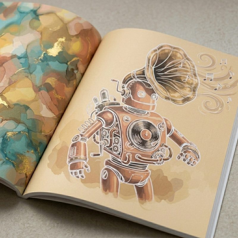 Inkalia ink tracing coloring book illustration