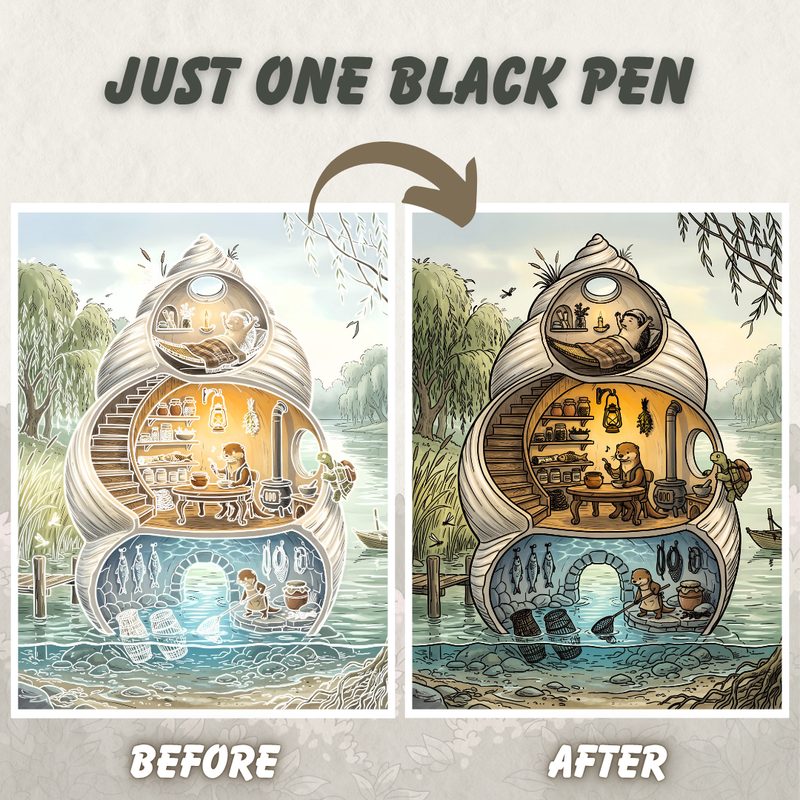Ink tracing mindfulness coloring