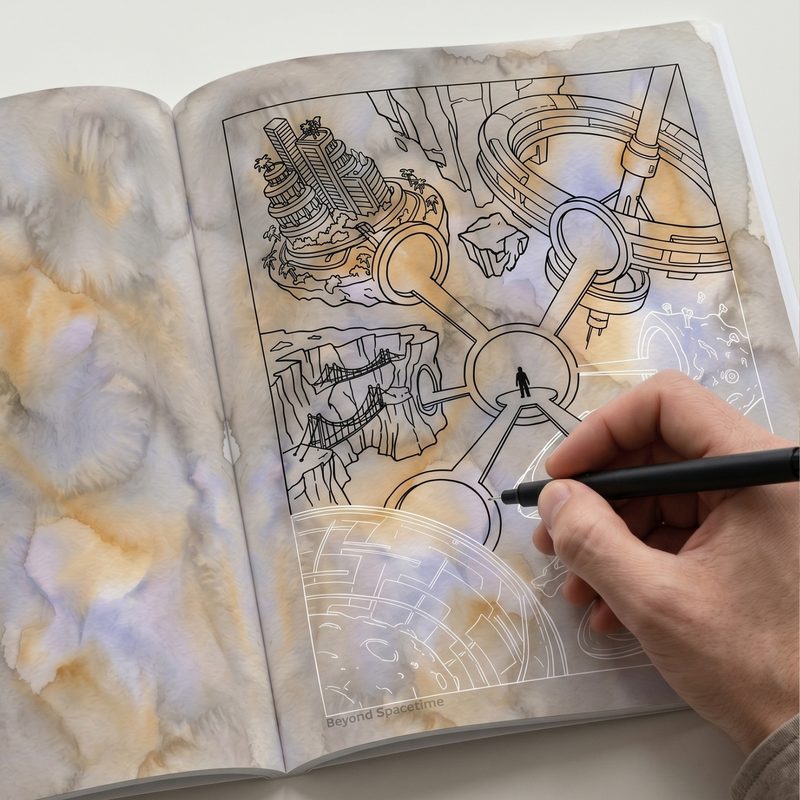 Ink tracing coloring book illustration
