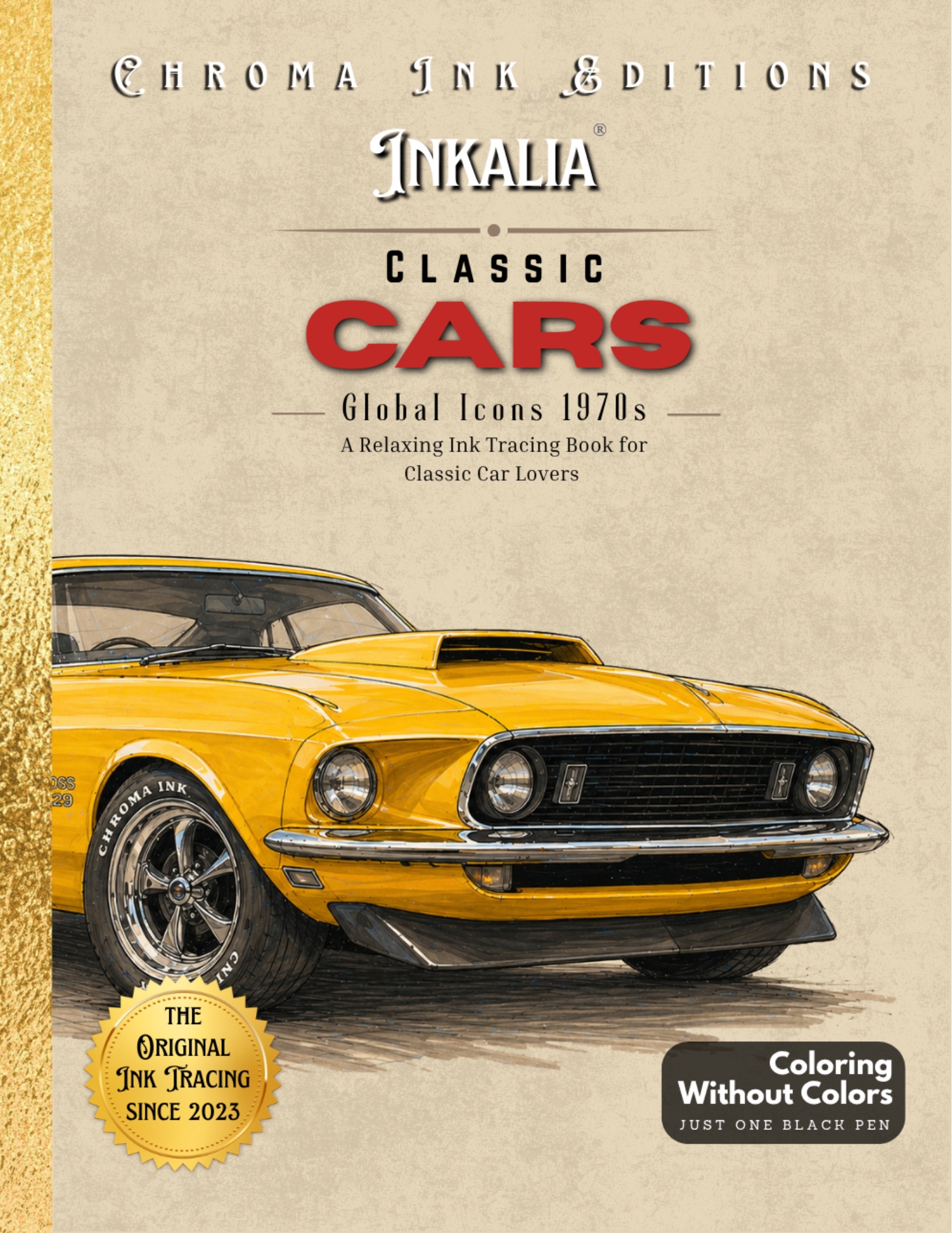 Classic Cars Global Icons 1970s — Inkalia Ink Tracing Coloring Book