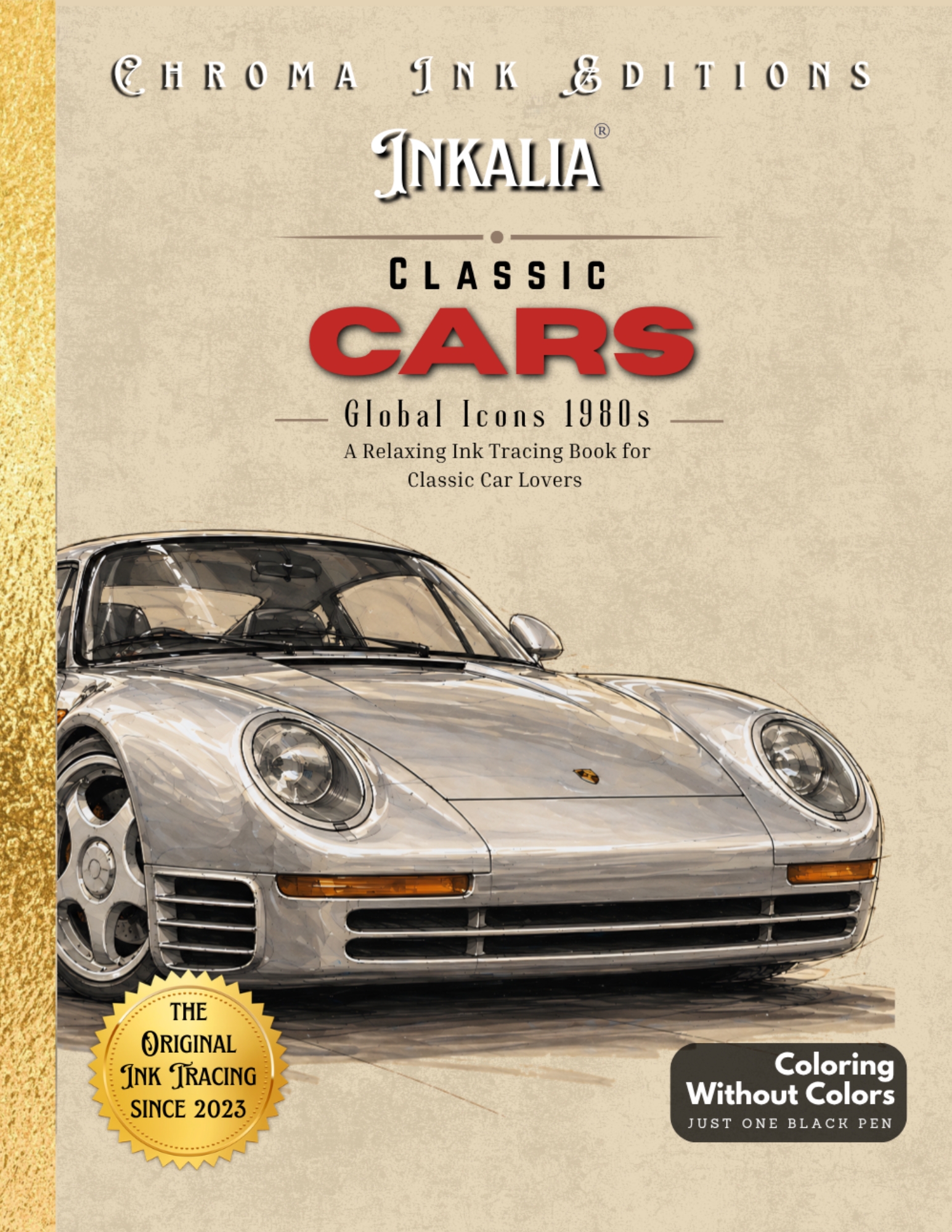 Classic Cars Global Icons 1980s — Inkalia Ink Tracing Coloring Book