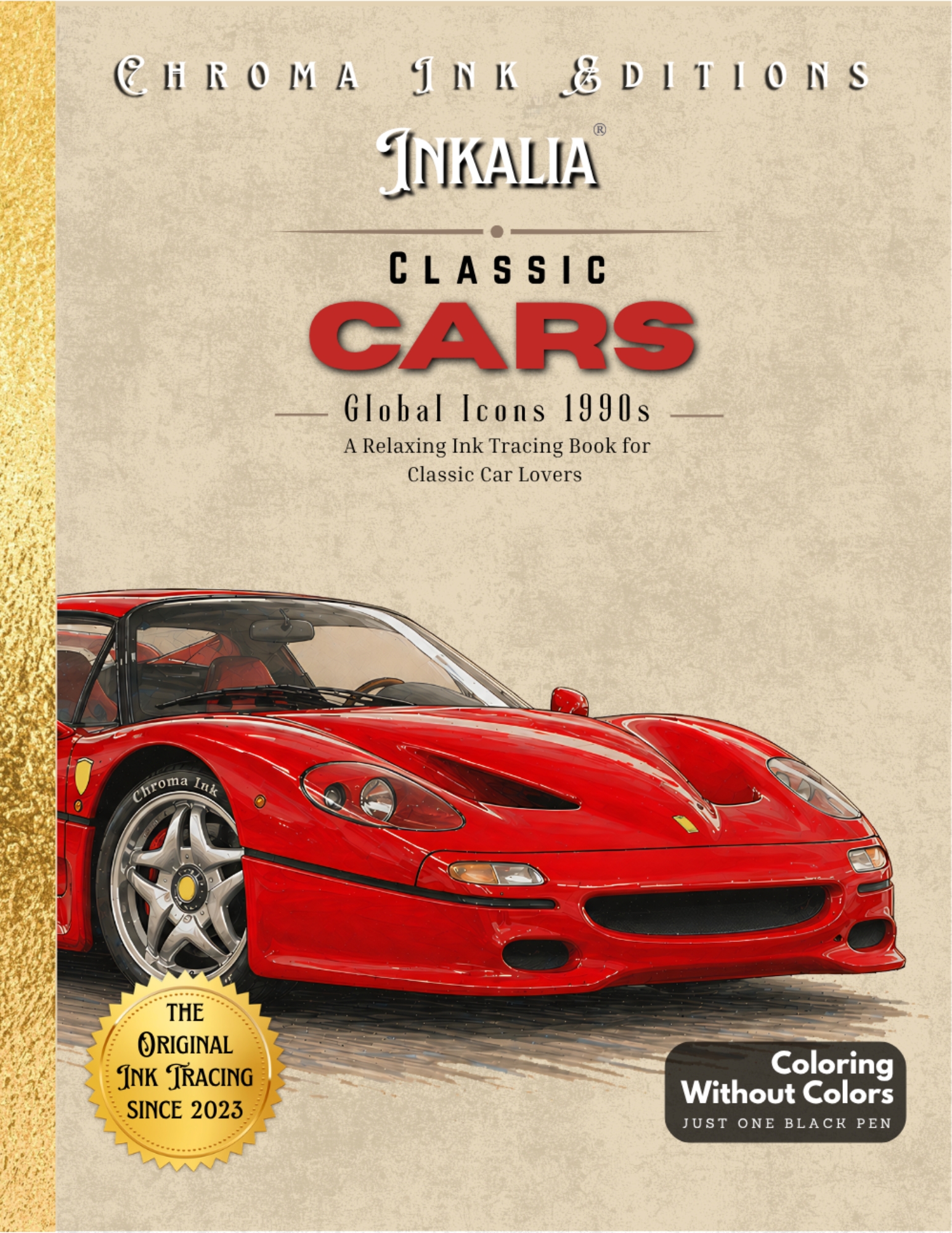 Classic Cars Global Icons 1990s — Inkalia Ink Tracing Coloring Book