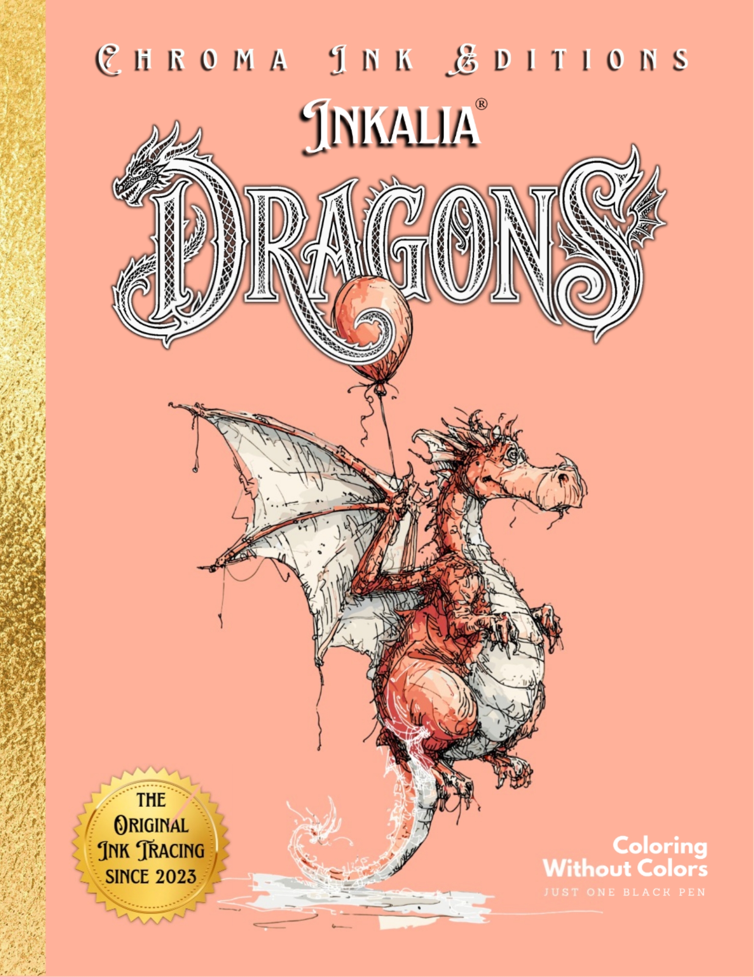 Inkalia Dragons Vol. 1 — Ink Tracing Coloring Book for Adults