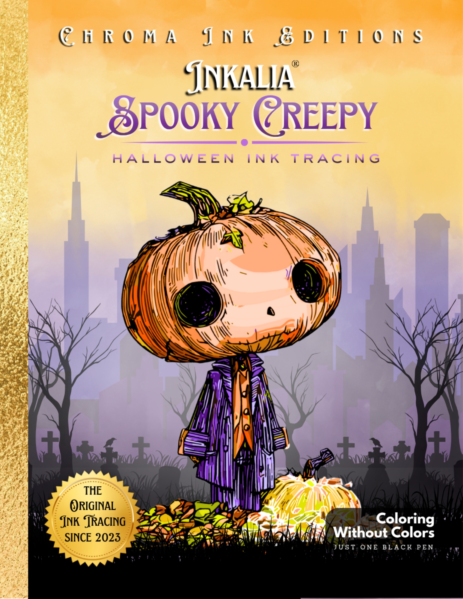Spooky Creepy Halloween — Inkalia Ink Tracing Coloring Book