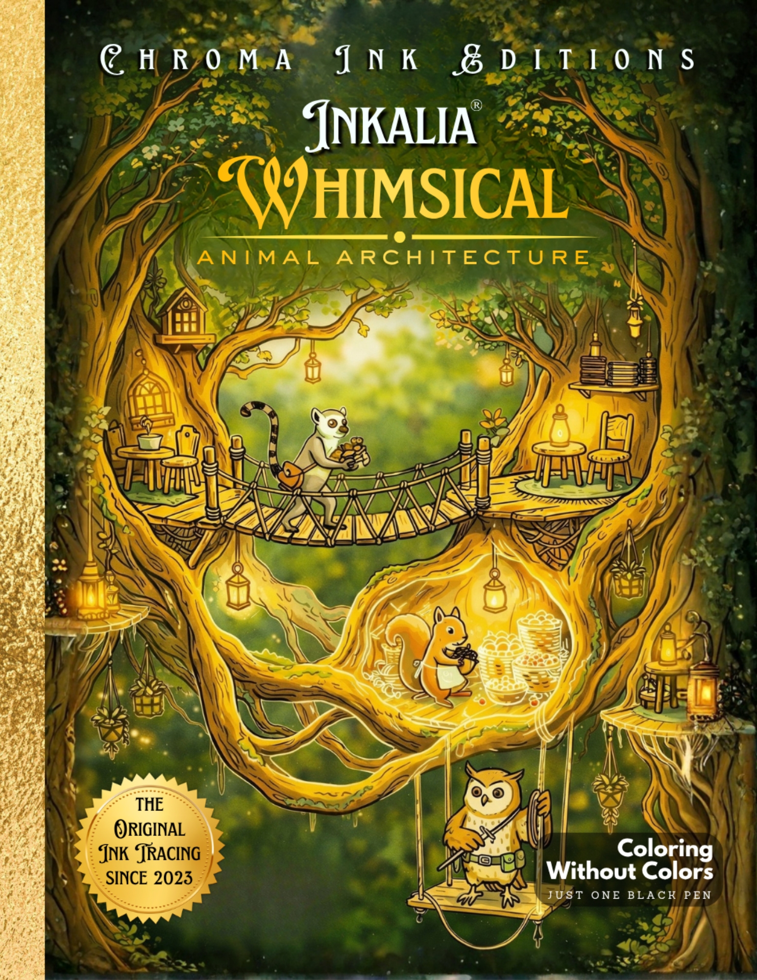 Inkalia Whimsical Animal Architecture Vol. 1 — Ink Tracing Coloring Book